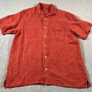 Dash Hemp Santa Cruz Mens Large Red Hemp Button‎ Up